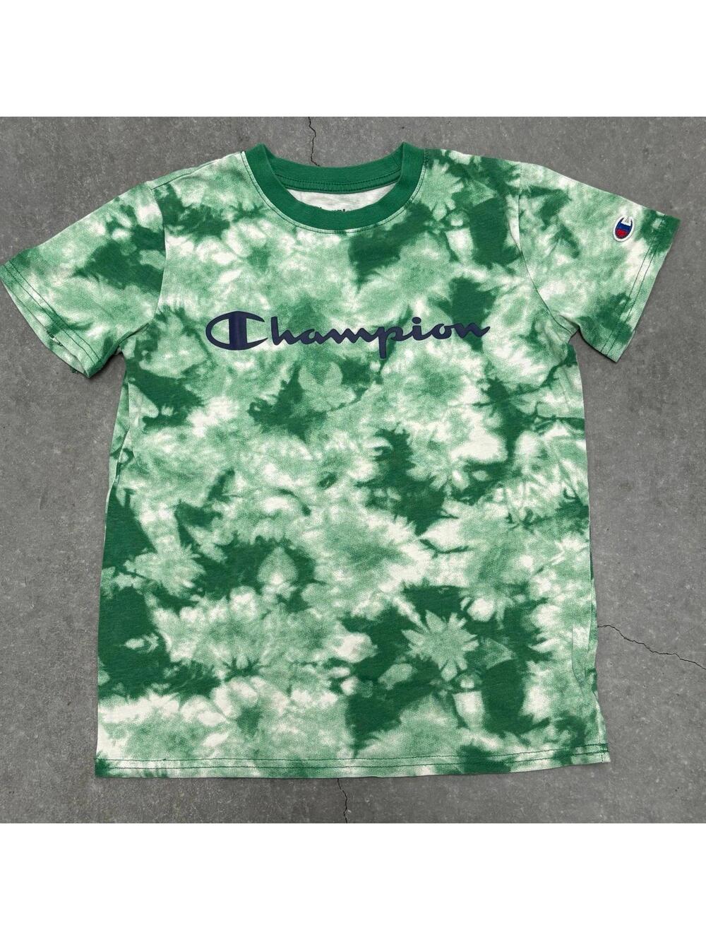 Champion Logo Green Tye Dye T Shirt